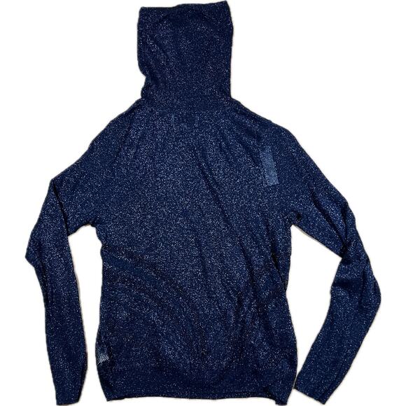 NWT Anthropologie Angel of the North Sheer Metallic Swirl Turtleneck Navy Blue S - Picture 3 of 10